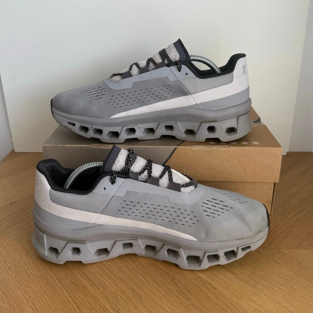On Cloud Cloudmonster Grey/Black Men Running Sneakers- SZ 10.5 - Picture 9 of 12